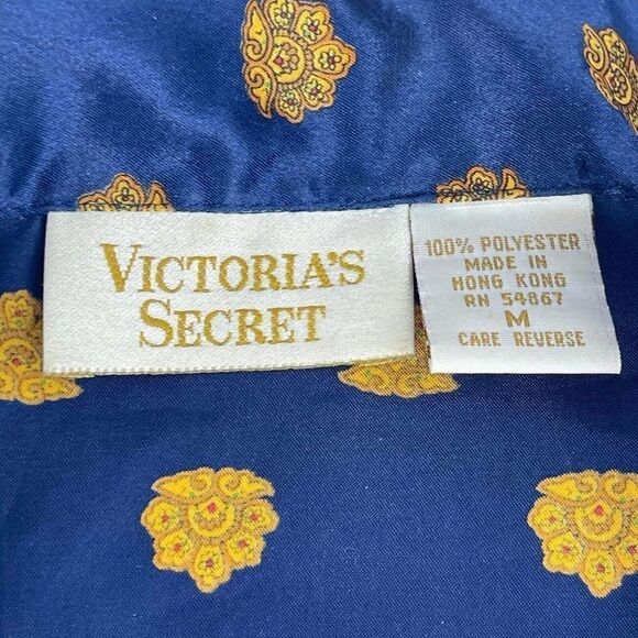 VTG Victoria's Secret Intimates Sleepwear Siz M Blue polka dot long sleeve Shirt - Picture 8 of 9